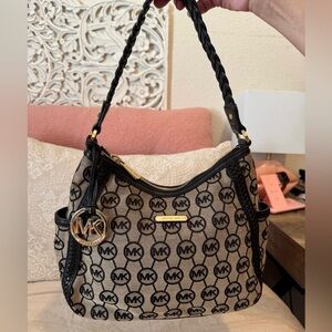 Michael Kors Black and Brown Logo Shoulder Bag